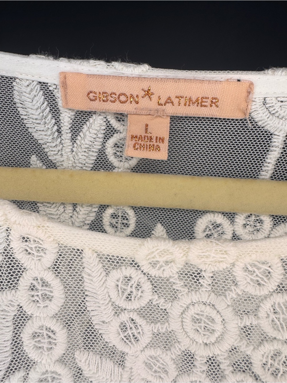Gibson Latimer White Embroidered Lace Kimono Top Boho Sheer Flowy Cover Up Large - Picture 5 of 8